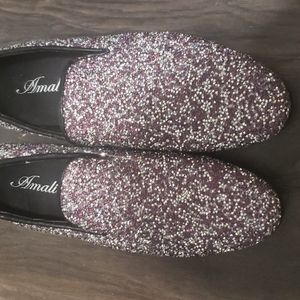 Amali Purple, White and Gray glitter shoes!